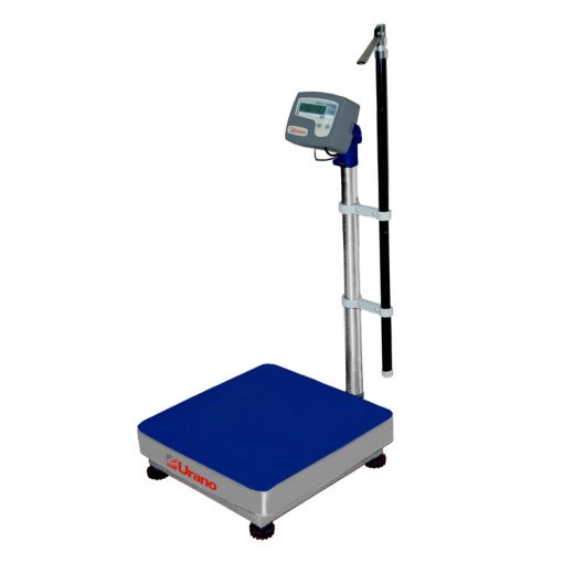 Balança de pesar pessoas UR 10.000 Light 300/100, 40X40CM, estrutura metálica, suporte, bandeja em aço inox, com coluna, sem bateria e com antropômetro