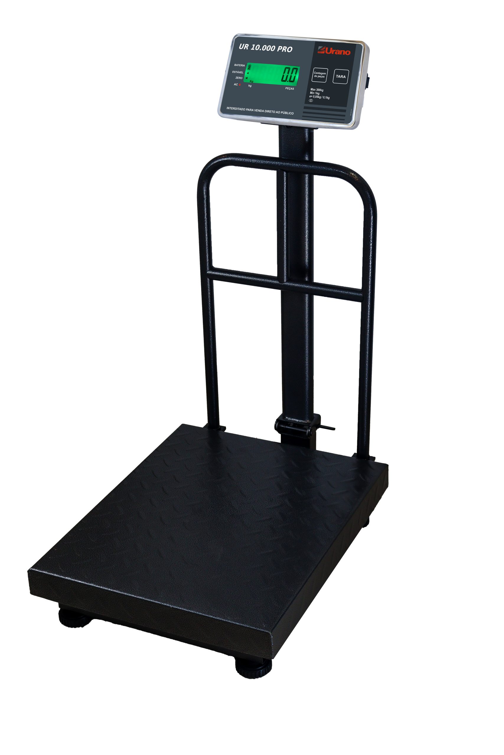 Balança de plataforma W UR 10000 Pro 300 x 50 ME, 45 x 60 cm, bandeja e estrutura aço carbono, coluna, encosto, pés, com bateria - Imagem 2