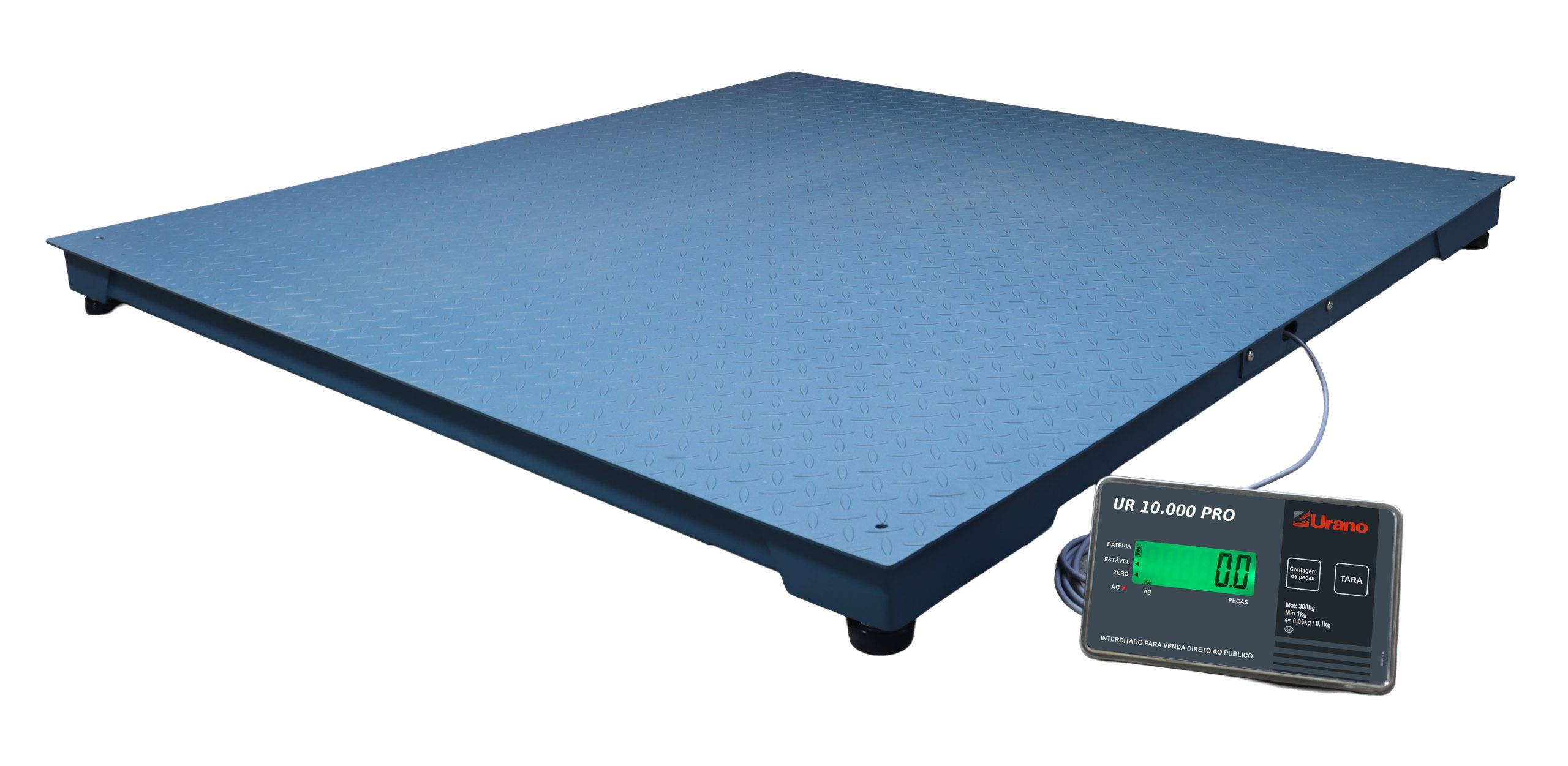 Balança de plataforma W UR 10000 Pro 3000 / 1000, em aço carbono xadrez 1,20 X 1,20 m, com 4 células de carga, caixa de junção, sem coluna, com suporte para comando, com bateria - Imagem 2